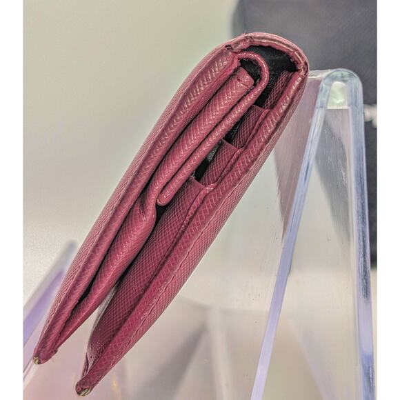 Authentic Prada Full Inclusion Saffiano Compact Wallet – Pink & Gold - Picture 5 of 9